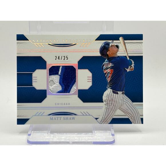 2024 Panini National Treasures Matt Shaw Cubs Logo Jersey Patch Relic 24/25 SP - Picture 1 of 2
